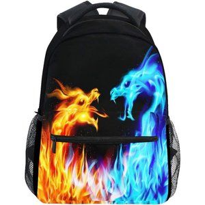 Boys Red Blue Fire Dragon Laptop Galaxy Teens Monster Animal Water Resistant Bag